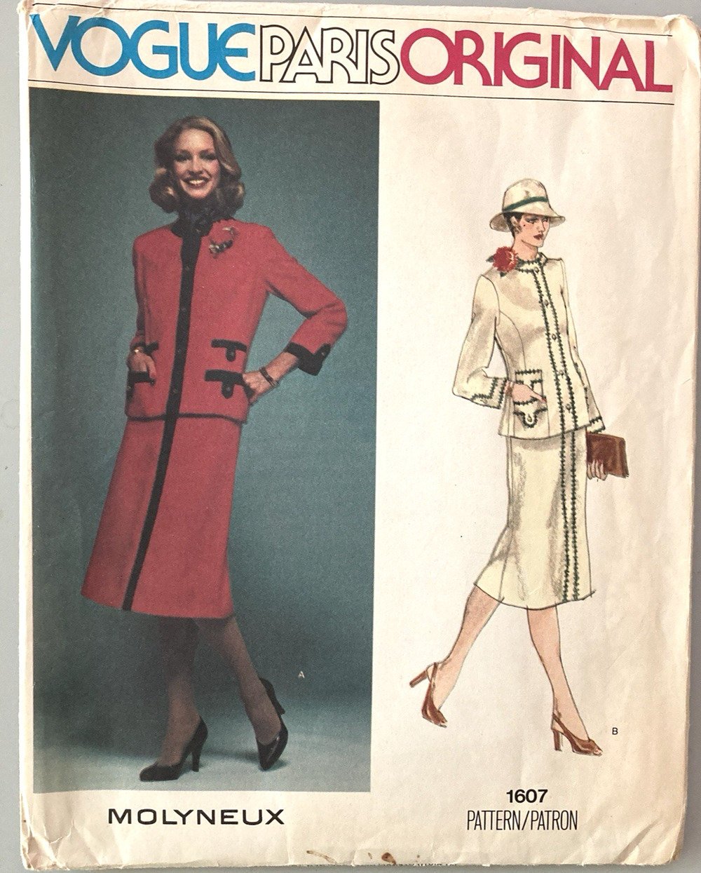 Vogue Paris Original Sewing Pattern 1607 Molyneux Jacket Skirt Sz 10 Uncut 1977